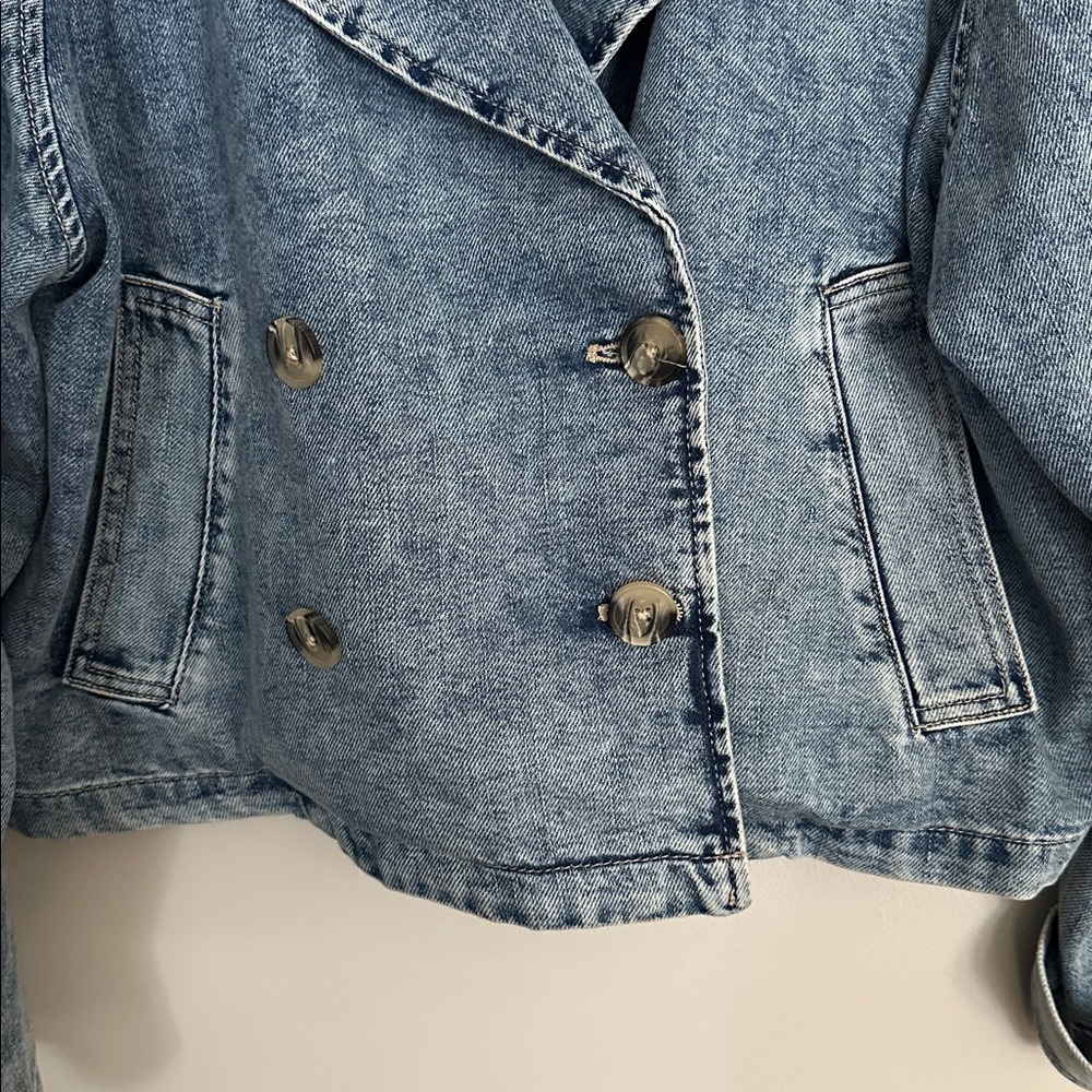 H&M Divided Oversized double-breasted jacket short trench coat size medium - Picture 7 of 11